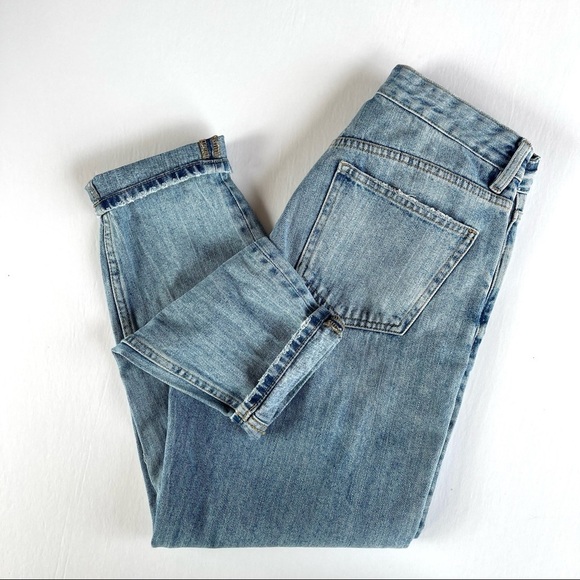 Zara Light Wash Distressed Mom Style Jeans - Picture 4 of 13